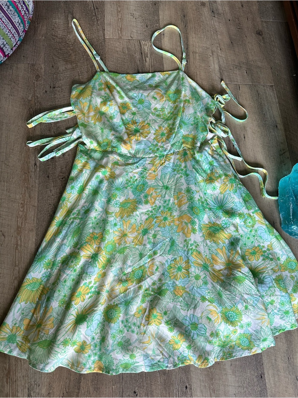 Showpo Green & Yellow Floral Smocked Sundress